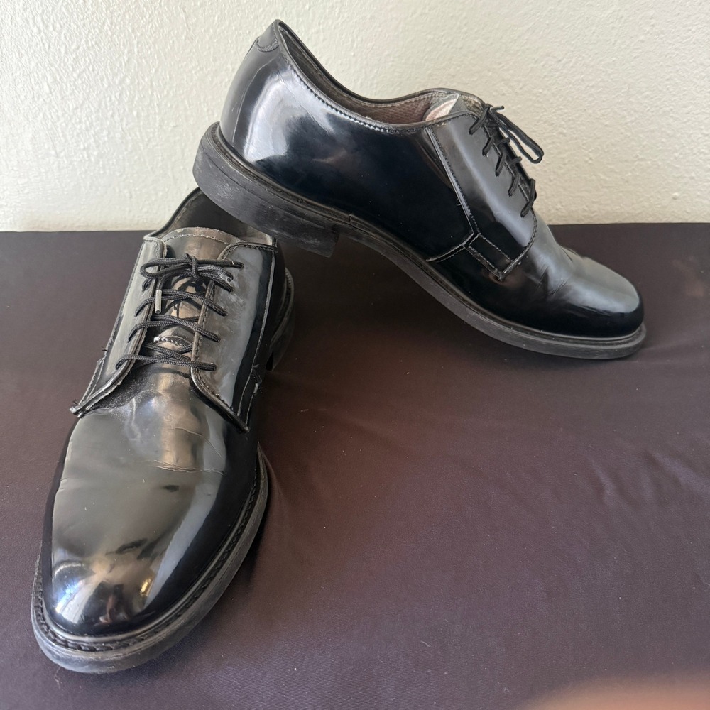 Bates Men High Gloss Oxford Black Military Service Shoes Vibram Sole 11 D MC9-90